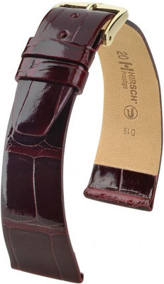 Бургундска кожена каишка Hirsch Prestige M 02307160-1 (алигаторска кожа) Hirsch Selection