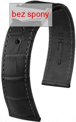 Черна кожена каишка Hirsch Voyager 07107459-2 (алигаторска кожа)