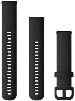 Garmin каишка за бързо освобождаване 20 мм, силиконова, черна, черна катарама (Venu, Venu Sq, Venu 2 plus и др.) + удължена част