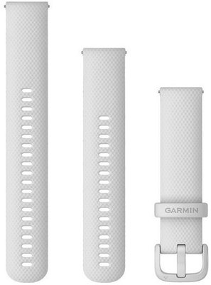 Силиконова каишка Garmin 20mm (за Venu, Venu Sq, Venu 2 plus и др.), бяла, Quick Release, + удължена част, 010-13021-01