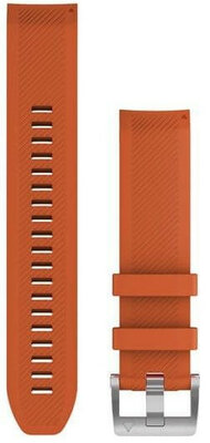 Garmin QuickFit каишка 22 мм, силиконова, оранжева, сребърна катарама (Marq, Marq 2)