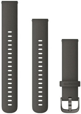 Каишка Garmin Quick Release 18 мм, силиконова, графитено сива, сива катарама (Venu 2S, Vívoactive 4S, Vívomove 3S)