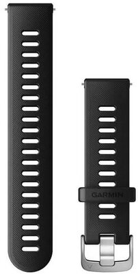 Garmin каишка за бързо освобождаване 20 мм, силиконова, черна, сребърна катарама (Venu, Venu Sq, Venu 2 plus и др.)