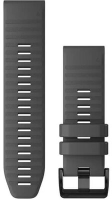 Каишка Garmin QuickFit 26 мм, силиконова, тъмно сива, черна катарама (Fenix 7X/6X/5X, Tactix и др.)