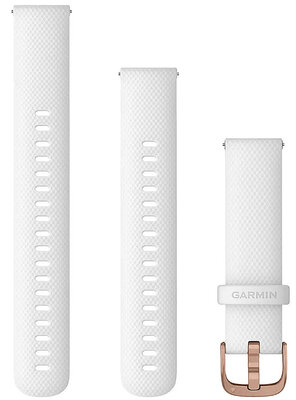 Силиконова каишка Garmin 18 mm (за Venu 2S, Vívoactive 4S, Vívomove 3S), бял, Quick Release, + удължена част, 010-12932-0F