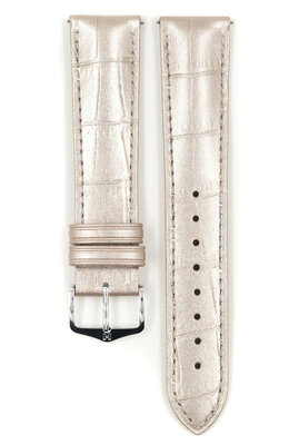 Кожена каишка Hirsch Duke Metallic M 01027130-2, сив, телешка кожа, дължина M, Quick Release