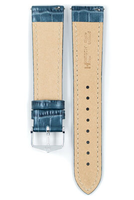 Кожена каишка Hirsch Duke Metallic M 01027180-2, син, телешка кожа, дължина M, Quick Release