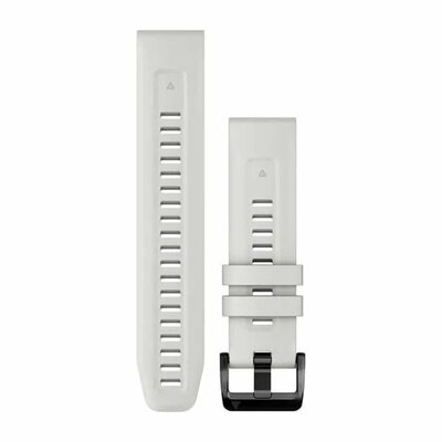 Garmin QuickFit каишка 22 мм, силиконова, бяла, черна катарама (Fenix 7/6/5, Epix 2, MARQ и др.)