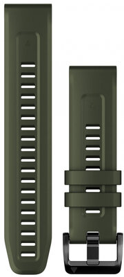 Garmin QuickFit каишка 22 мм, силиконова, тъмнозелена, черна катарама (Fenix 7/6/5, Epix 2 и др.)