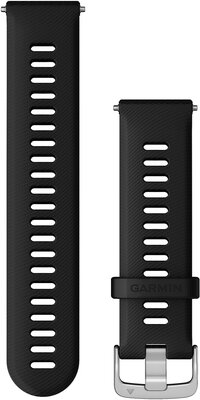 Каишка Garmin Quick Release 22 мм, силиконова, черна, сребърна катарама (Venu, Forerunner 255, Vívoactive 4 и др.)
