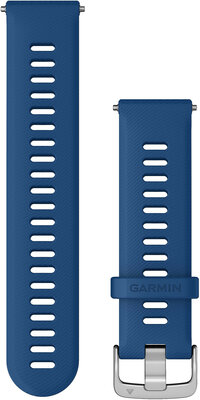 Каишка Garmin Quick Release 22 мм, силиконова, синя, сребърна катарама (Venu, Forerunner 255, Vívoactive 4 и др.)