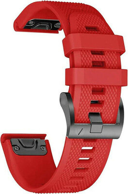QuickFit каишка 22 мм, силиконова, червена, черна катарама (Garmin Fenix 7/6/5, Epix 2 и др.)
