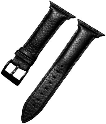 Каишка за Apple Watch, кожена, черна, с черна катарама (корпуси 38/40/41 мм)