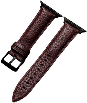 Каишка за Apple Watch, кожена, тъмнокафява, черна катарама (корпуси 42/44/45 мм)