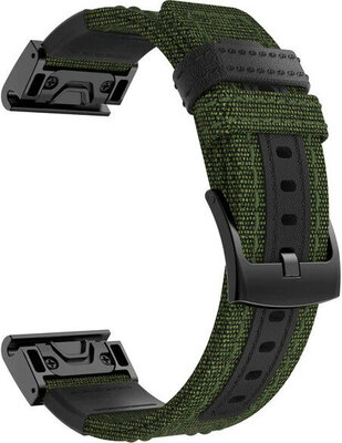 QuickFit каишка 22 мм, найлон, зелена, черна катарама (Garmin Fenix 7/6/5, Epix 2 и др.)