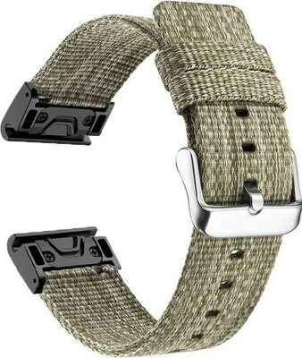 QuickFit каишка 22 мм, найлон, светлозелена, стоманена катарама (Garmin Fenix 7/6/5, Epix 2, MARQ и др.)