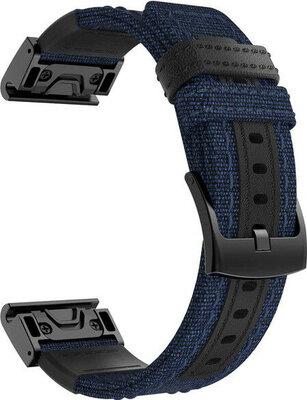QuickFit каишка 26 мм, найлон, синя, черна катарама (Garmin Fenix 7X/6X/5X, Tactix и др.)
