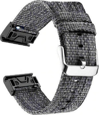 Каишка QuickFit 26 мм, найлон, черна, стоманена катарама (Garmin Fenix 7X/6X/5X, Tactix и др.)