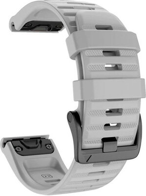 QuickFit каишка 22 мм, силиконова, сива, черна катарама (Garmin Fenix 7/6/5, Epix 2, MARQ и др.)