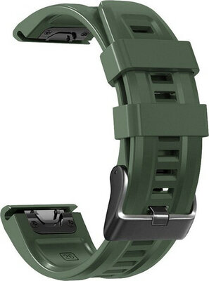 QuickFit каишка 26 мм, силиконова, тъмнозелена, черна катарама (Garmin Fenix 7X/6X/5X, Tactix и др.)