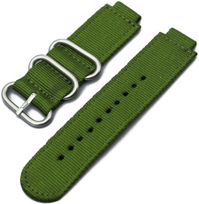 Каишка за Casio G-Shock, найлон, зелена, сребърна катарама (за модели GM-110/GA-2100, GA-110, DW-5600)