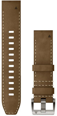 Каишка Garmin QuickFit 22 мм, кожа/FKM, светлокафява, сребърна катарама (Fenix 7/6/5, Epix 2 и др.)