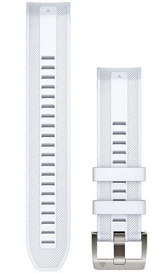 Garmin Quickfit каишка 22 мм, силиконова, бяла, сребърна катарама (MARQ 2)