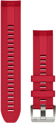 Garmin Quickfit каишка 22 мм, силиконова, червена, сребърна катарама (Fenix 7/6/5, Epix 2, MARQ 2 и др.)