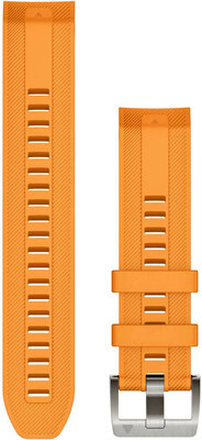 Garmin Quickfit 22 мм каишка, силиконова, оранжева, сребърна катарама (MARQ)