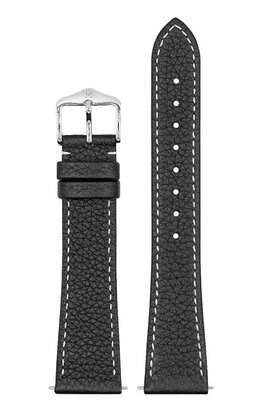 кожена каишка Hirsch Bologna M 01802150-2, черна, телешка кожа, дължина M, Quick Release