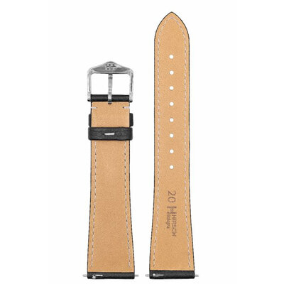кожена каишка Hirsch Bologna M 01802150-2, черна, телешка кожа, дължина M, Quick Release