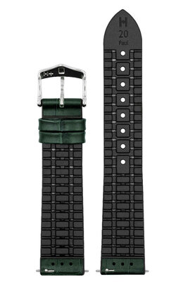 кожена каишка Hirsch Paul L 0925028040-2, зелен, телешка кожа/естествен каучук, дължина L, Quick Release
