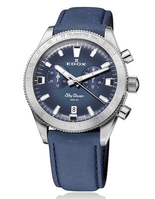Edox SkyDiver Chronograph Quartz 10116-3-buidn Limited Edition 1000pcs ( + резервна каишка )