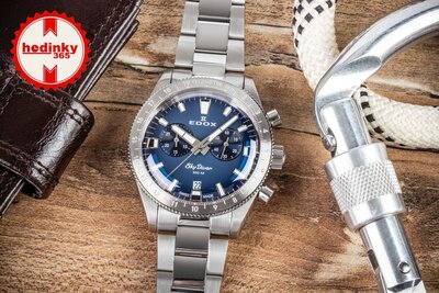 Edox SkyDiver Chronograph Quartz 10116-3-buidn Limited Edition 1000pcs ( + резервна каишка )