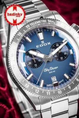 Edox SkyDiver Chronograph Quartz 10116-3-buidn Limited Edition 1000pcs ( + резервна каишка )