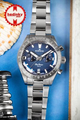 Edox SkyDiver Chronograph Quartz 10116-3-buidn Limited Edition 1000pcs ( + резервна каишка )