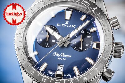 Edox SkyDiver Chronograph Quartz 10116-3-buidn Limited Edition 1000pcs ( + резервна каишка )