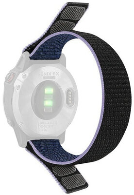 Каишка за нанизване 26 мм, найлон, синя с лилава ивица (Garmin Fenix 7/6/5 и др.)
