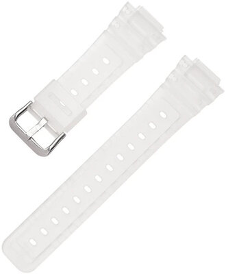 Каишка за Casio G-Shock, пластмасова, полупрозрачна, сребърна катарама (за модели GA-2100/GA-2110, DW-5600, GW-6900)