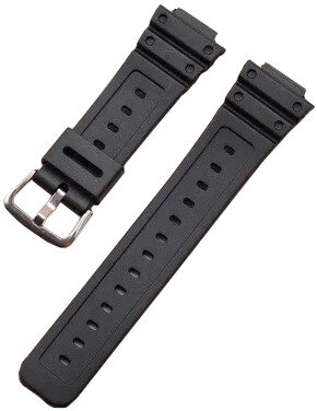 Каишка за Casio G-Shock, пластмасова, черна, сребърна катарама (за модели GA-2100/GA-2110, DW-5600, GW-6900)
