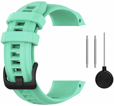 Каишка за Garmin Instinct, силиконова, тюркоазена, черна катарама