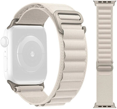 Каишка за Apple Watch, текстилна, бяла (за корпуси 49/45/44 мм)