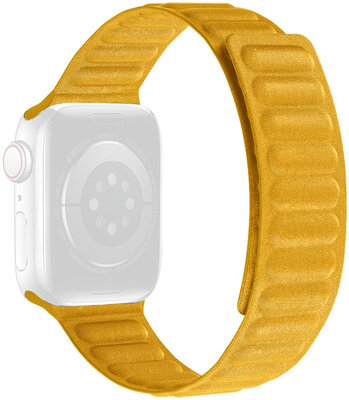 Каишка за Apple Watch 42/44/45 мм, текстилна, с магнитно изтегляне, жълта