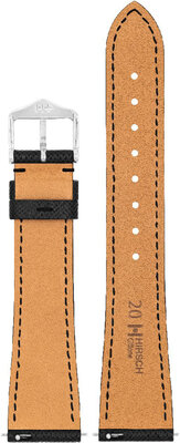 Кожена каишка Hirsch Giffone L 01875050-2, черна, телешка кожа, дължина L, Quick Release
