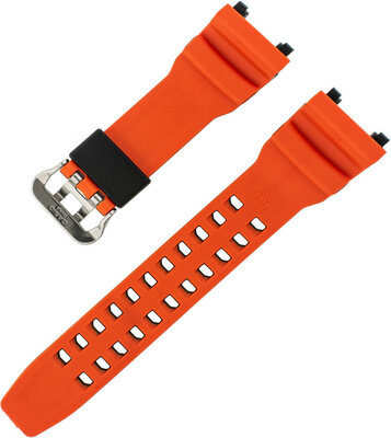 Каишка за Casio G-Shock, смола, оранжева, сребърна катарама (за модели GR-B100)