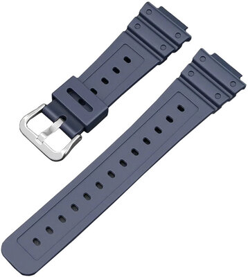 Каишка за Casio, силиконова, тъмно синя, сребърна катарама (GA2100,DW6900)