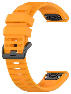 QuickFit каишка 26 мм, силиконова, оранжева, тъмна катарама, овален край (Garmin Fenix 7X/6X/5X, Tactix и др.)