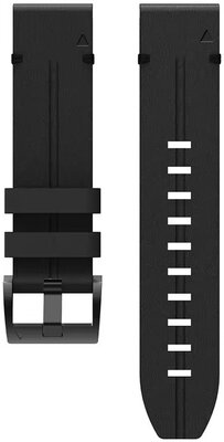 QuickFit каишка 22 мм, кожена, черна, черна катарама (Garmin Fenix 7/6/5, Epix 2, MARQ 2 и др.)