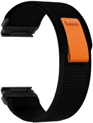 QuickFit каишка 22 мм, найлон, черна, велкро (Garmin Fenix 7/6/5, Epix 2, MARQ 2 и др.)