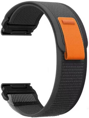 QuickFit каишка 22 мм, найлон, черно-сива, велкро (Garmin Fenix 7/6/5, Epix 2, MARQ 2 и др.)
